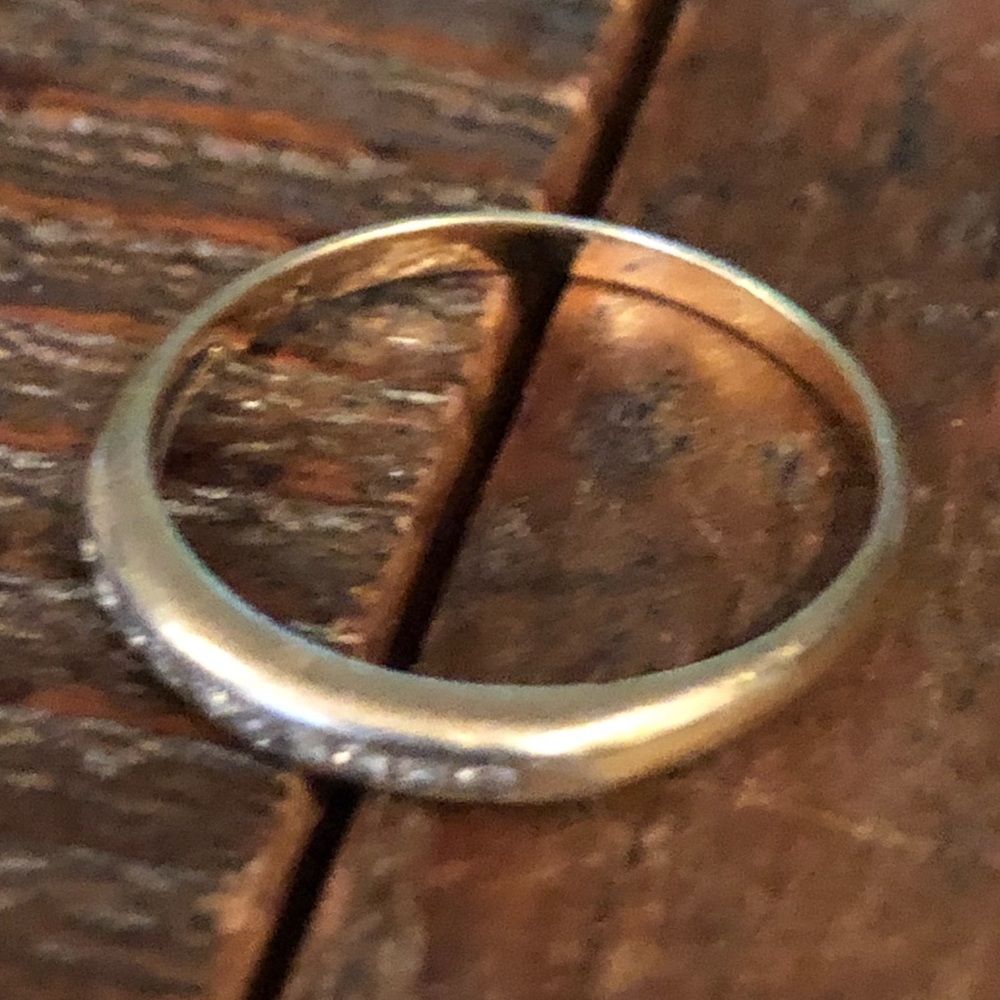 Thin 14k Solid Gold Ring. Tiny,Inset Real Diamonds - image 5